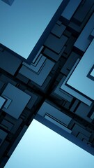 Wall Mural - movement through 3d space with cubes. design. tunnel with 3d lips in multi-level space. perspective 