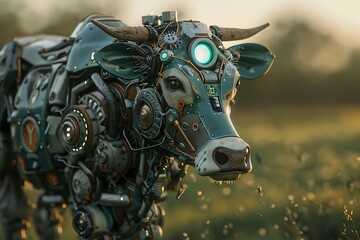Wall Mural - cow saibot with metal body and advanced engine
