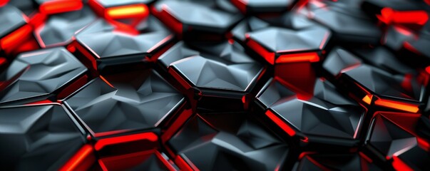 Black and red Carbon Fiber Hexagons Background Generative Ai 