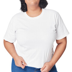 Wall Mural - Plus size white t-shirt and jeans apparel png mockup studio shot