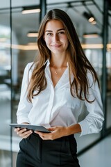 business woman designer working on tablet in office