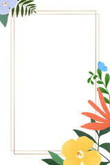 Wall Mural - Rectangle gold floral frame png