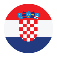 Sticker - Circle badge Croatia flag button vector illustration isolated. Coat of arms of Croatia, former republic of Yugoslavia. EU state from Balkan. Patriotic sign. Croatia national symbol emblem banner.