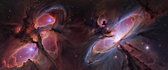 Wall Mural - Illustrative depiction of an fictitious space nebulae in deep space in the universe