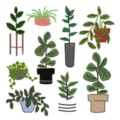 Sticker - Houseplant clipart png, home decor illustration set transparent background