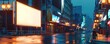 © ZQ Art Gallery  - A modern, empty 3D mockup of a digital billboard in an urban environment, illuminated by ambient city lights, ready for text and images.