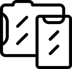 Sticker - Line art icon of data transferring from a file folder to a smartphone