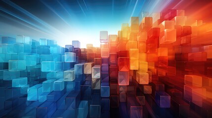 Wall Mural - Abstract colorful geometric background with cubes and light effects elements