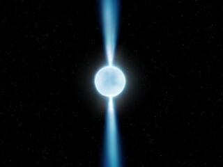 Wall Mural - pulsar on a black background isolated. a neutron star that rotates rapidly and is a source of radio 