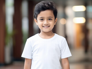 Wall Mural - Cute indian little boy in white shirt