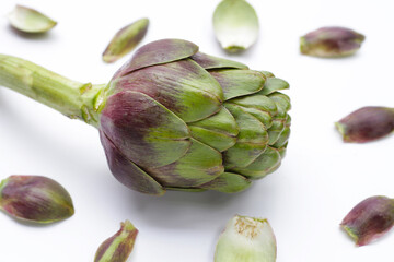 Sticker - Purple artichoke on white background.