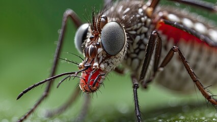 Wall Mural - Closeup macro shot of Aedes Aegypti mosquito,