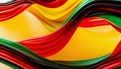 Wall Mural - Black History Month, Juneteenth day background. Creative modern wavy lines in red, yellow, green