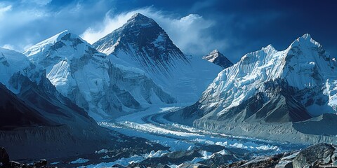 Wall Mural - Majestic Mount Everest and Its Enchanting Glaciers