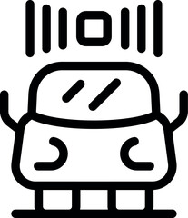 Wall Mural - line art icon of a futuristic vehicle using sensors for navigation