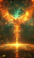 Wall Mural - Digital Phoenix Rising From the Ashes