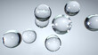 © SohubProduction - Closeup 3d render science idea concept of shape atom cell floating split cells isolate on white background.