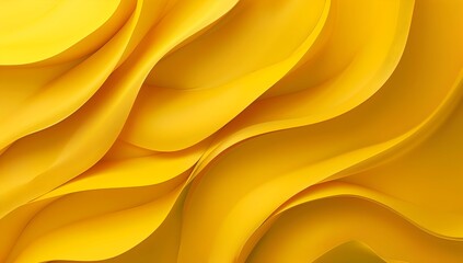 Wall Mural - 3d render of yellow abstract background with paper waves, close up
