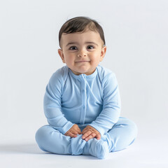 Wall Mural - Cute baby boy on white background