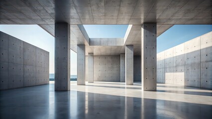 Canvas Print - Minimalist concrete structures on concrete floor, modern architecture, background for presentation, minimalist