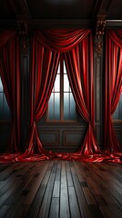 Sticker - red curtain with curtains HD 8K wallpaper Stock Photographic image