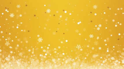 Wall Mural - Golden Snowflakes on a Yellow Background