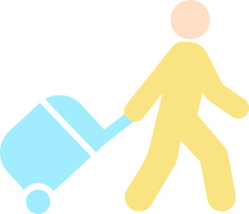 Sticker - Walking with Luggage Vector Icon