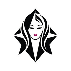 Wall Mural - Vector illustration of an abstract portrait of a girl, a beauty salon logo.