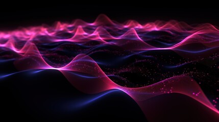 Wall Mural - Abstract Wavy Background with Pink and Blue Glowing Lines