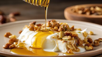 Honey Drizzled on Yogurt with Walnuts