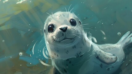 Cute seal cartoon animal design flat vector illustration isolated on white background. 