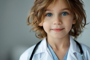 Wall Mural - AI generated photo of child wearing doctor costume like adults