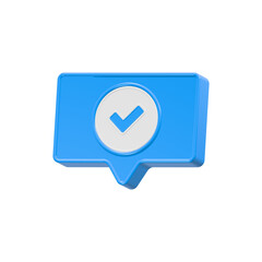 Wall Mural - check mark with bubble chat 3d icon