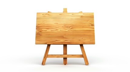 Wall Mural - Easel with wooden board on white background