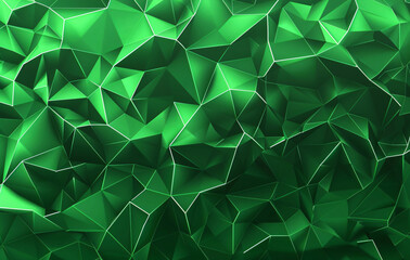Wall Mural - 
Abstract green geometric background with low poly shapes, green gradient and black shadows for design template