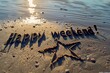 © Olsek - Relaxing beach scene with 'Happy Weekend' written in sand and starfish drawing. Coastal inspiration captured for leisure themes. Perfect for weekend relaxation theme projects. Generative AI