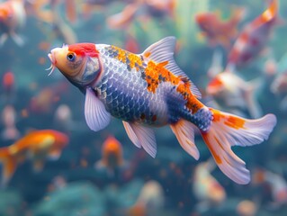 Group of colorful fish swimming in a well-maintained aquarium