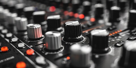 Poster - Closeup of a Sound Mixer with Knobs and Buttons