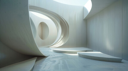 Wall Mural - 3D podiums on an infinite loop structure, creating a sense of endlessness and continuity