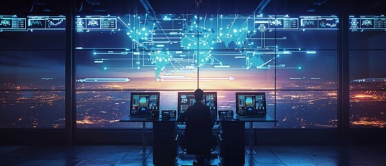 the flight controller monitors the flight plan of the aircraft on the monitor screen