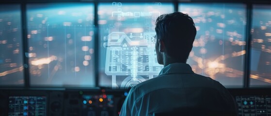 the flight controller monitors the flight plan of the aircraft on the monitor screen