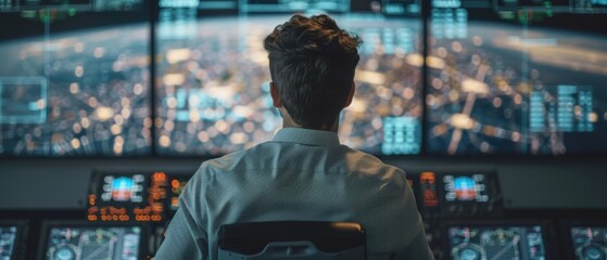 the flight controller monitors the flight plan of the aircraft on the monitor screen