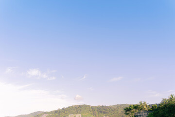 Canvas Print - blue sky with white cloud, easy on the eyes, relaxed at Patong Beach, Phuket, Thailand background.