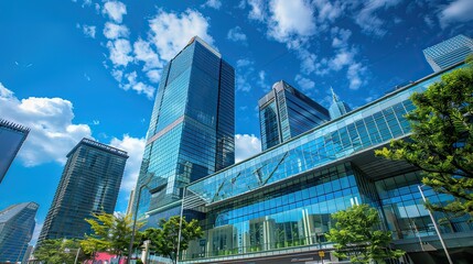 Modern building in the city with blue sky 