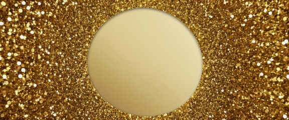 Wall Mural - Rectangle Gold Glitter Color Circular frame with a transparent c