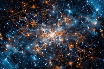 Wall Mural - computer-generated cluster of stars in a dark expanse, showcasing cosmic beauty and vastness, a web 