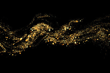 Wall Mural - scattered gold particles on a black background. festive background or design element.