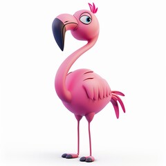 Wall Mural - Flamingo 3D cartoon isolated whitebackground