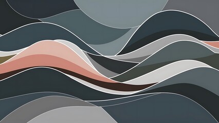 unobtrusive colorful modern curvy waves background illustration with dark slate gray Wallpaper