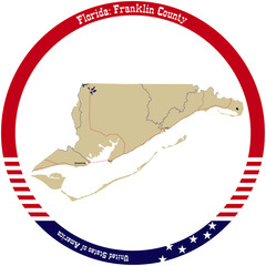 Wall Mural - Map of Franklin County in Florida, USA arranged in a circle.